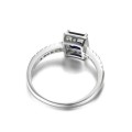 Blue Created Sapphire Sterling Silver Solitary Square Ring