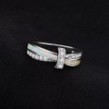 Sterling Silver Created Opal Crossover Ring