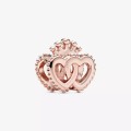925 Sterling Silver Gold Crown Heart Charm