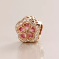 NEW 100% 925 Sterling Silver Rose Gold Flower Charm