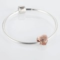 925 Sterling Silver Rose Gold Heart Charm