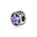 925 Sterling Silver  Purple Flower Charm