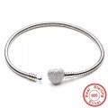 925 Sterling Silver Snake Chain Heart Clasp Bracelet