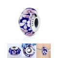 925 Sterling Silver Purple floral Murano glass Charm