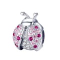925 Sterling Silver Crystal Pink Ladybug Charm