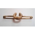 9CT YELLOW GOLD SEED PEARL HORSESHOE BROOCH