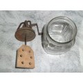 "Dandy" glass and cast metal butter churn
