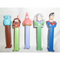 Pez Dispensers Superhero collection: Superman, Sulley, Mater, Buzz and Patrick