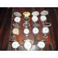 11 vintage-style battery operated  pocket watches