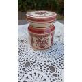 Vintage Rustic Red & White Delft Round Lidded Mustard Pot