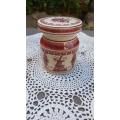 Vintage Rustic Red & White Delft Round Lidded Mustard Pot