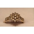 *Reduced*BEAUTIFUL ENGLISH VINTAGE DIAMOND CLUSTER RING 9CT YELLOW GOLD.*With Valuation Certificate*