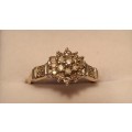*Reduced*BEAUTIFUL ENGLISH VINTAGE DIAMOND CLUSTER RING 9CT YELLOW GOLD.*With Valuation Certificate*