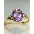 New Amethyst and Diamond Yellow Gold Ring