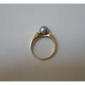 Vintage 14ct Gold Cultured Pearl Ring c1970's