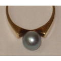 Vintage 14ct Gold Cultured Pearl Ring c1970's