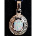 Opal Pendant and Earring Set - Sterling Silver