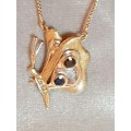 9ct Yellow and White Gold Diamond and Sapphire Butterfly Pendant with Box Chain