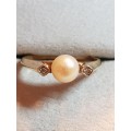 9ct Yellow Gold Pearl and Diamond Ring