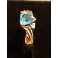 9ct Gold Topaz Heart and Diamond Ring