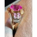 Pink Sapphire and Diamond 10ct Gold Ring
