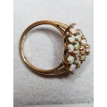 9ct Gold Natural 31 Iridescent Opals Tiered Raised Cluster Ring
