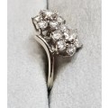 14 k White Gold .94TCW Diamond Flower Cluster Ring