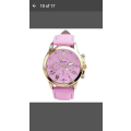 Lady Geneva Platinum Roman Leather Band Analog Quartz Wrist Watch - Pink