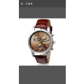 Luxury Stylish Crocodile Faux Leather Mens Analog Watch Wrist Watch - Sloggi Brown