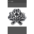 Stainless Steel Men's Fashion Cross Wrench Skull Biker Ring - Size 8