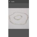 Men's 18K White Gold Filled Set - Curb Chain Necklace (23.6inch )+Bracelet (8.6inch)