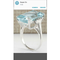 Beautiful Aquamarine 925 Silver Ring - Size 6