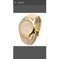 Lady Geneva Platinum Roman Leather Band Analog Quartz Wrist Watch