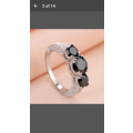Brand New Jewelry - 925 Sterling Silver Black Sapphire Ring - Size 6