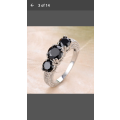 Brand New Jewelry - Silver Plated Black Created Sapphire Ring - Size 6
