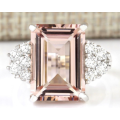 Created Morganite - Champagne - 925 Sterling Silver Ring - Size 6