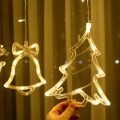 LED Curtain Lights Deer Bells Christmas Tree Stars Fairy String Lights Indoor Wedding Home Wall Deco