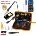 220V - 60W  200 - 450°C Soldering Iron Kit Welding Tools Adjustable Solder Wire Digital Multimeter