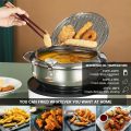 2.2L Tempura Fryer Stainless Steel Small Fryer With Lid With Thermometer And Oil Filter