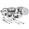 14 Piece Cookware Set Kitchen Accessories Utensils Cooking Tool Set Stainless Steel With Kettle