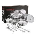 14 Piece Cookware Set Kitchen Accessories Utensils Cooking Tool Set Stainless Steel With Kettle