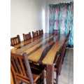SLEEPER WOOD DINING TABLE, CHAIRS & BUFFET