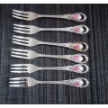 Set of 6 Rose Pattern Cake Forks