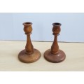 Set of 2 Wooden Candle Holders