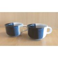 Set of 2 Black & White Two Tone Tea Cups