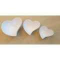 Set of 3 White Heart Shaped Maxwell & Williams Bowls