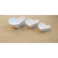 Set of 3 White Heart Shaped Maxwell & Williams Bowls