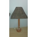 Set of 2 Wooden Table Lamps with Wicker Shades