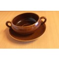 Brown Soup Bowl with Saucer Set