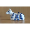 Blue & White Lidded Cow Figurine